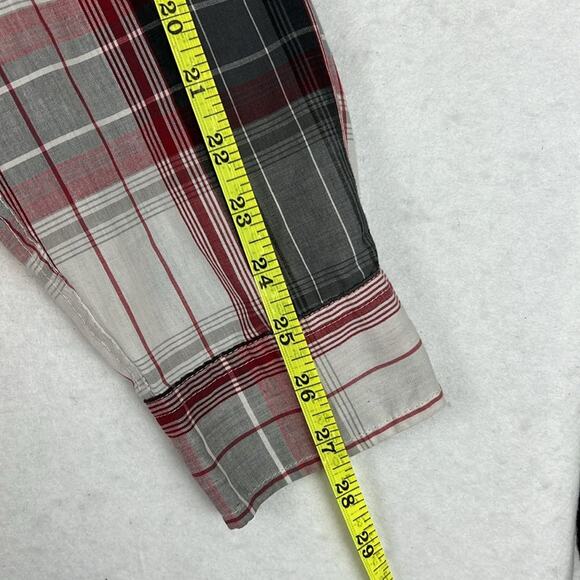 Vintage Levi’s Pearl Snap Western Shirt Plaid Red White Gray Size XL - Picture 7 of 9